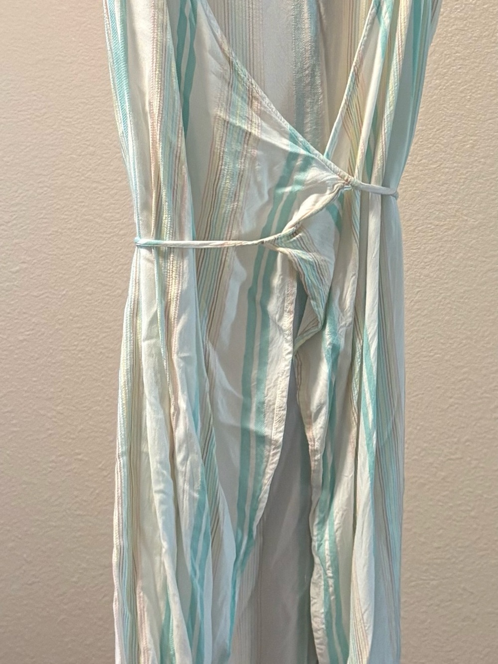 Tavik Mint & White Striped Wrap Midi Dress